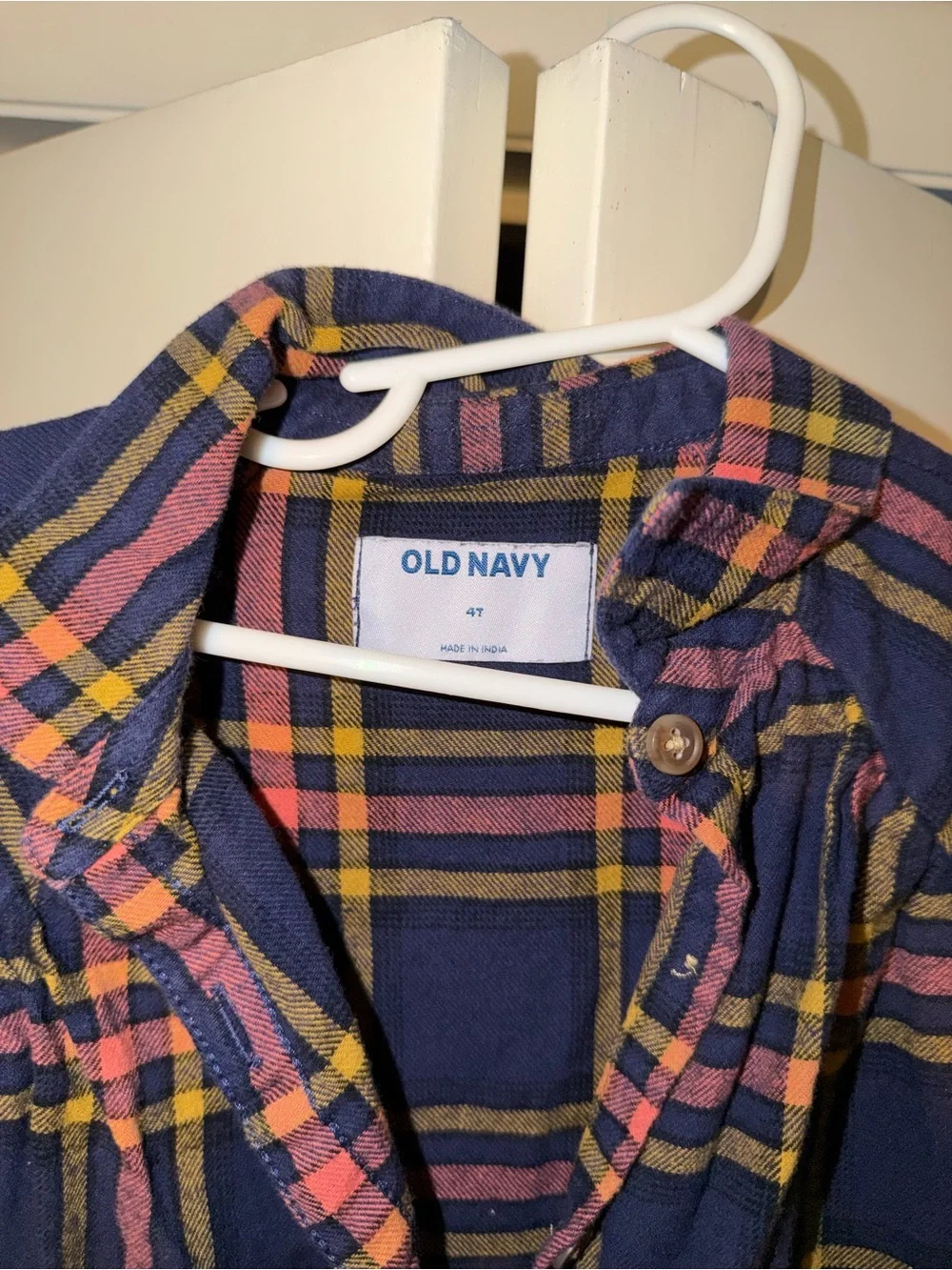 Old Navy | Navy/pink plaid button down dress, size 4T